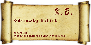 Kubinszky Bálint névjegykártya