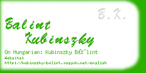 balint kubinszky business card